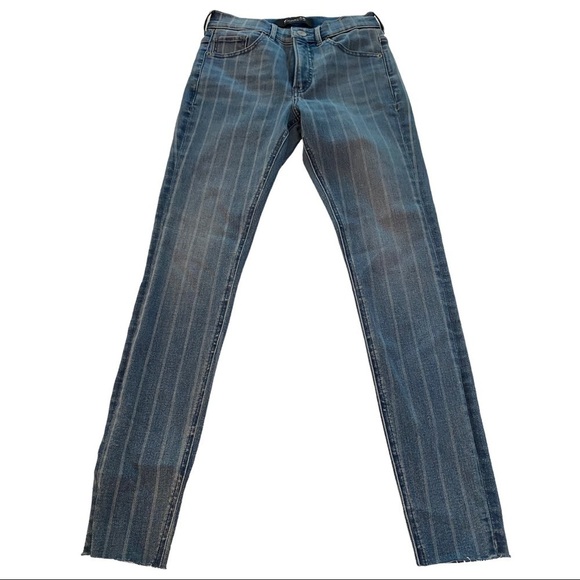 Express NWOT Mid Rise Striped Legging Jeans - Picture 1 of 5
